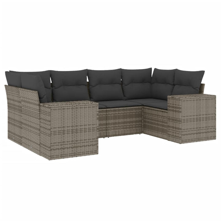 sofasæt til haven 6 dele med hynder polyrattan grå