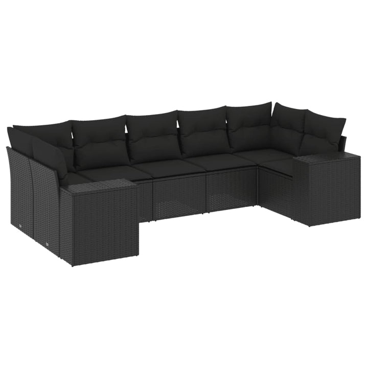 sofasæt til haven 7 dele med hynder polyrattan sort