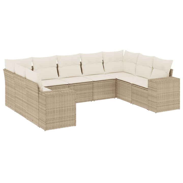 sofasæt til haven 9 dele med hynder polyrattan beige