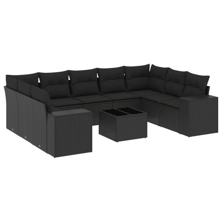 sofasæt til haven 10 dele med hynder polyrattan sort