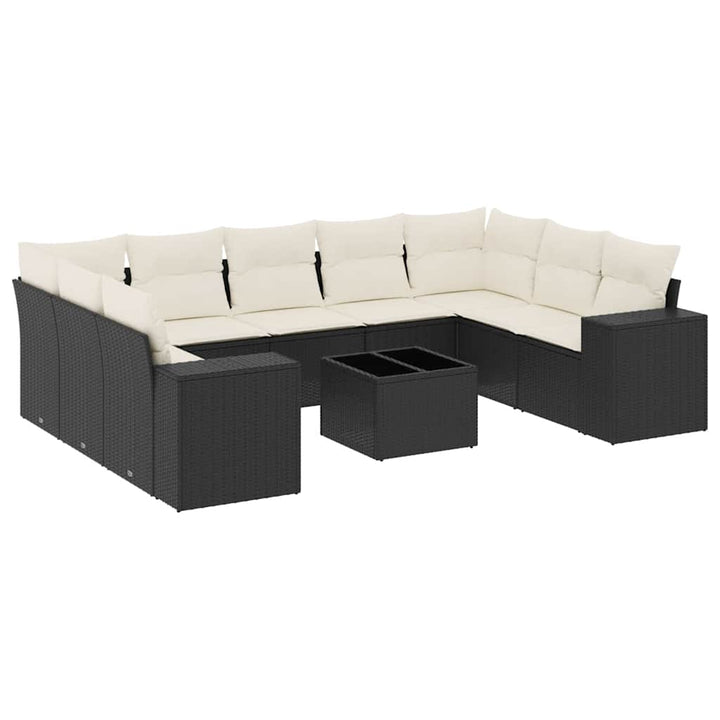 sofasæt til haven 10 dele med hynder polyrattan sort