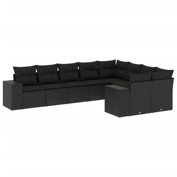 sofasæt til haven 9 dele med hynder polyrattan sort