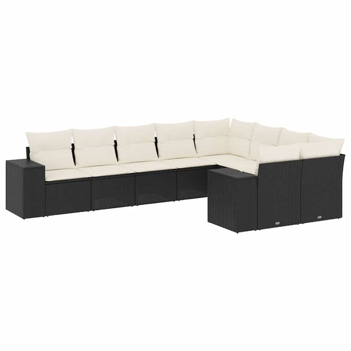 sofasæt til haven 9 dele med hynder polyrattan sort