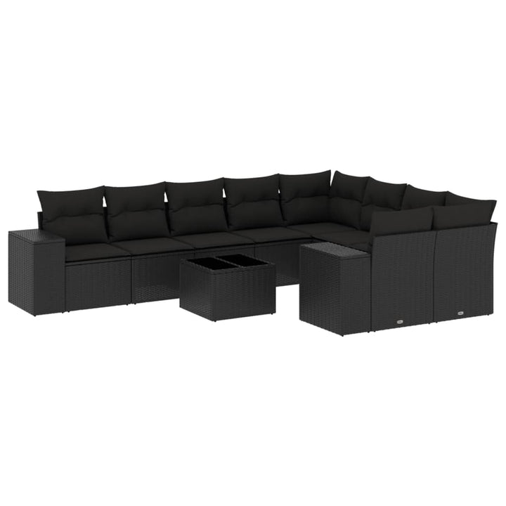 sofasæt til haven 10 dele med hynder polyrattan sort