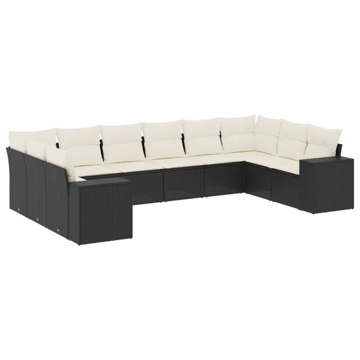 sofasæt til haven 10 dele med hynder polyrattan sort