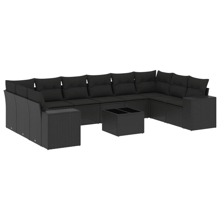 sofasæt til haven 11 dele med hynder polyrattan sort