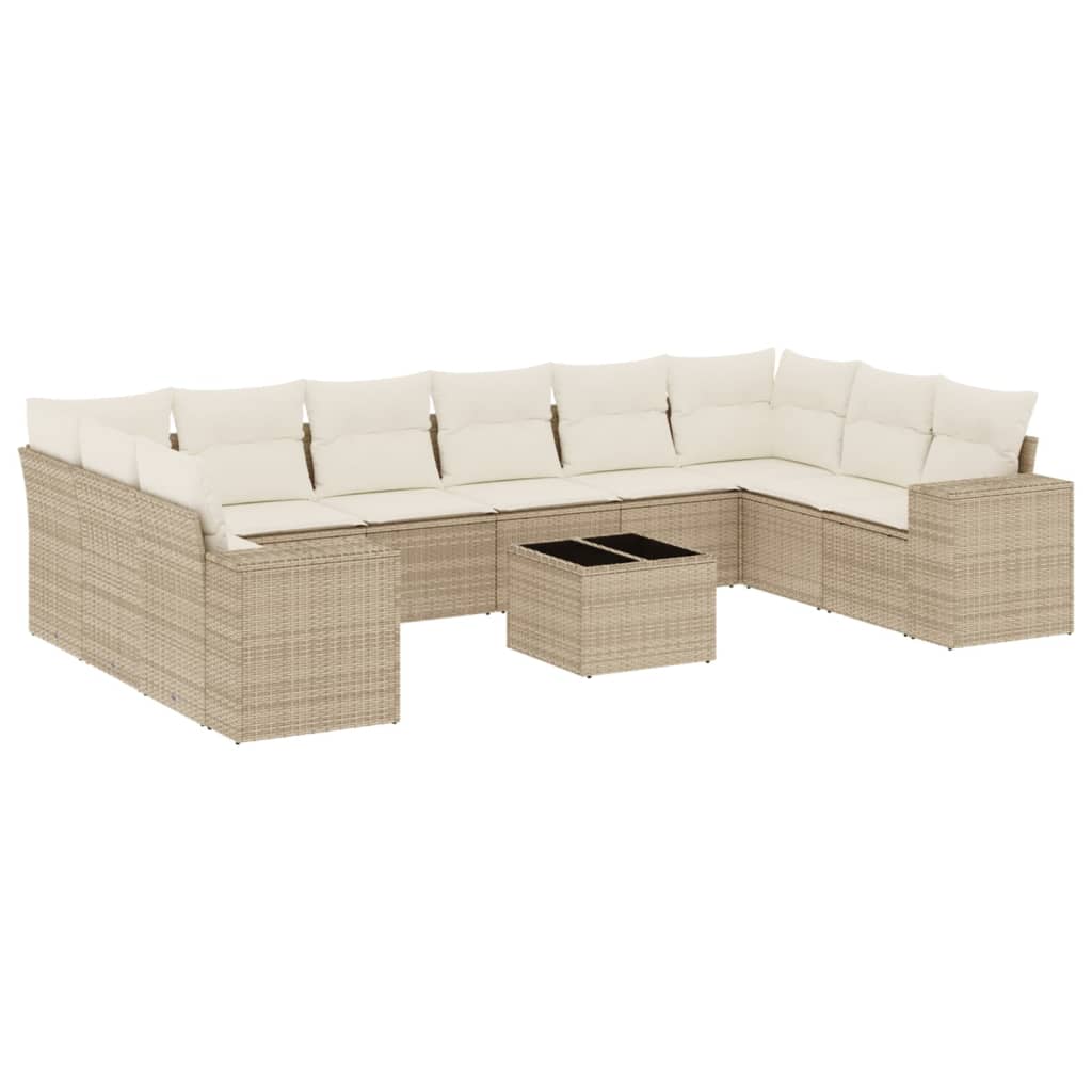 sofasæt til haven 11 dele med hynder polyrattan beige