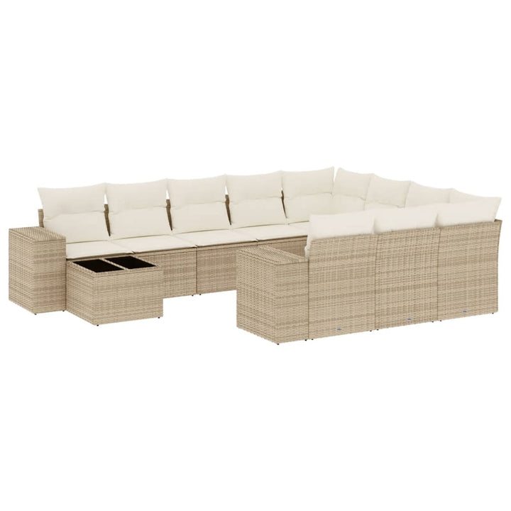 sofasæt til haven 11 dele med hynder polyrattan beige