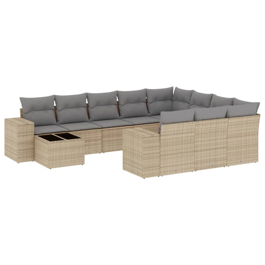 sofasæt til haven 11 dele med hynder polyrattan beige