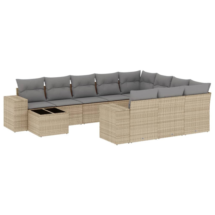 sofasæt til haven 11 dele med hynder polyrattan beige