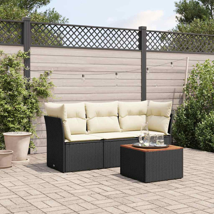 sofasæt til haven 4 dele med hynder polyrattan sort