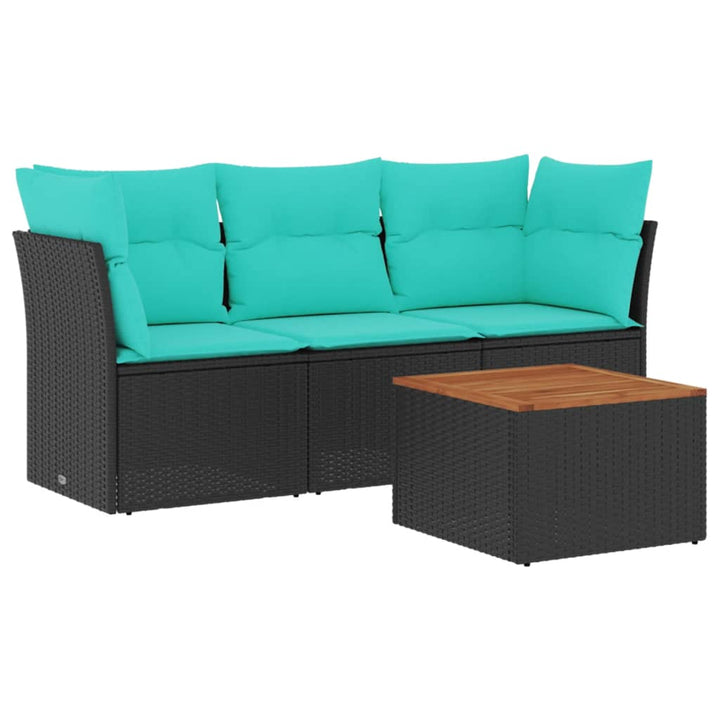 sofasæt til haven 4 dele med hynder polyrattan sort