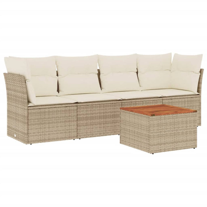 sofasæt til haven 5 dele med hynder polyrattan beige