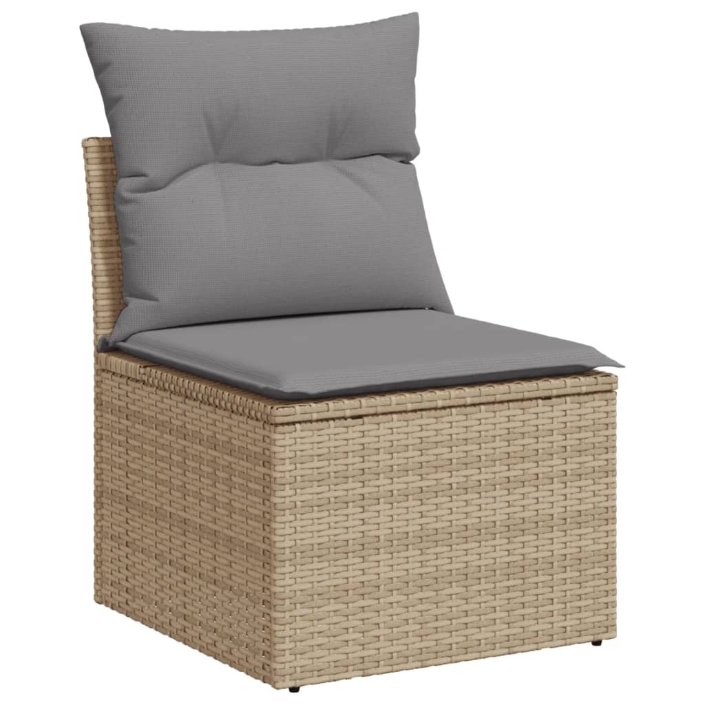 havesofasæt 5 dele med hynder polyrattan beige