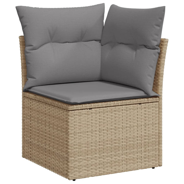 havesofasæt 5 dele med hynder polyrattan beige