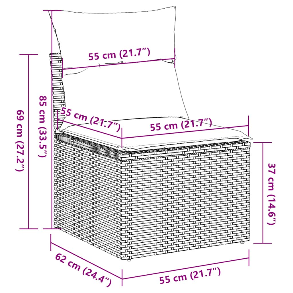 sofasæt til haven 6 dele med hynder polyrattan sort
