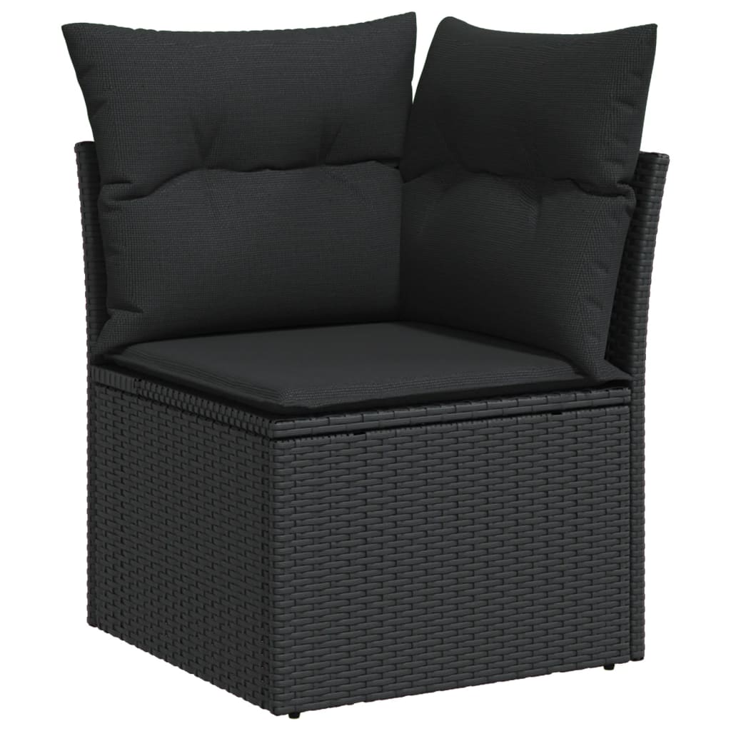 sofasæt til haven 7 dele med hynder polyrattan sort