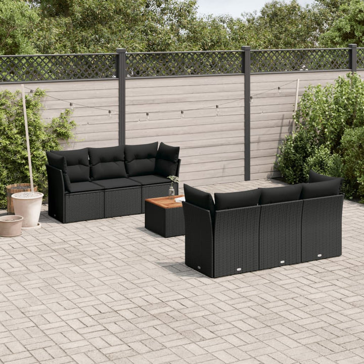 sofasæt til haven 7 dele med hynder polyrattan sort