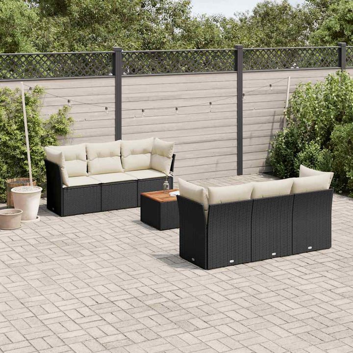 sofasæt til haven 7 dele med hynder polyrattan sort