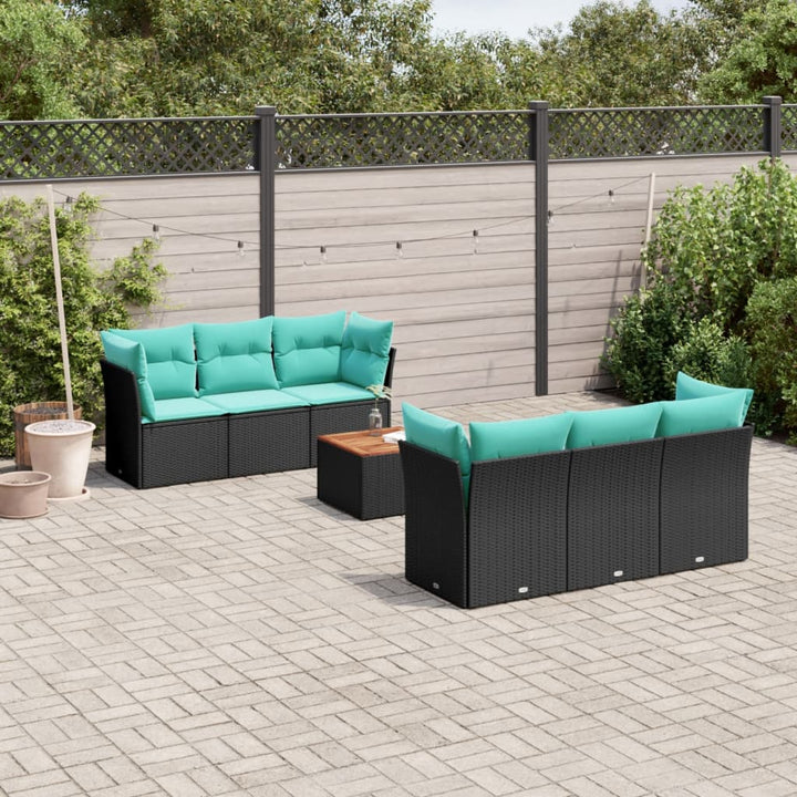 sofasæt til haven 7 dele med hynder polyrattan sort