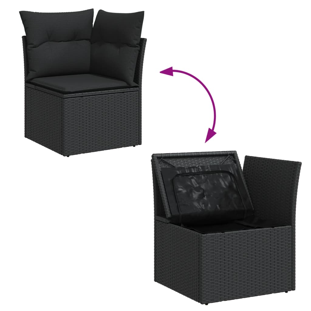 sofasæt til haven 7 dele med hynder polyrattan sort