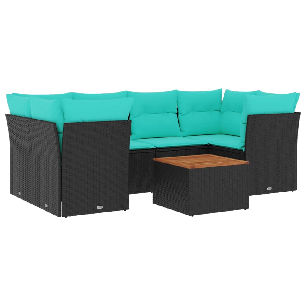 sofasæt til haven 7 dele med hynder polyrattan sort