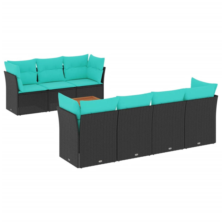 sofasæt til haven 8 dele med hynder polyrattan sort