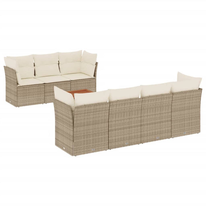 sofasæt til haven 8 dele med hynder polyrattan beige