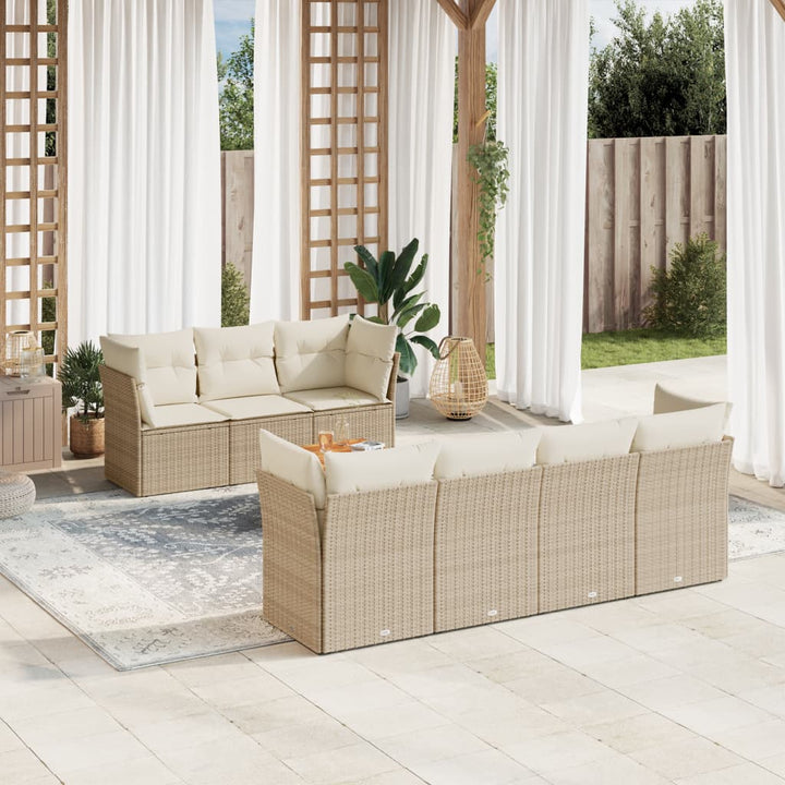 sofasæt til haven 8 dele med hynder polyrattan beige