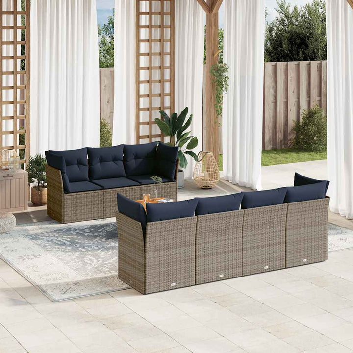 sofasæt til haven 8 dele med hynder polyrattan grå