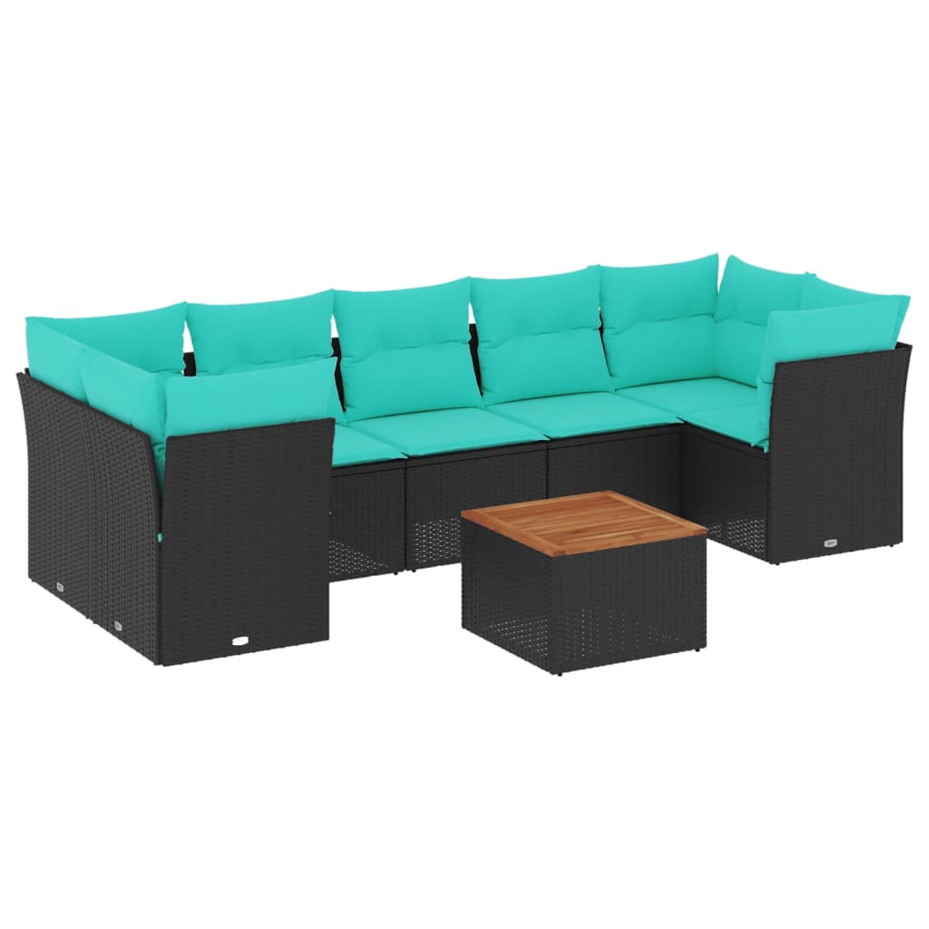sofasæt til haven 8 dele med hynder polyrattan sort