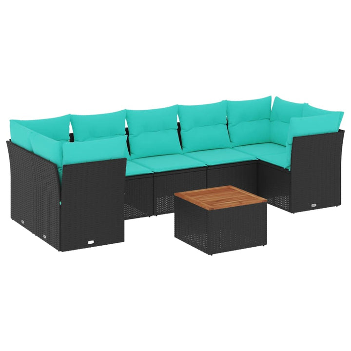 sofasæt til haven 8 dele med hynder polyrattan sort