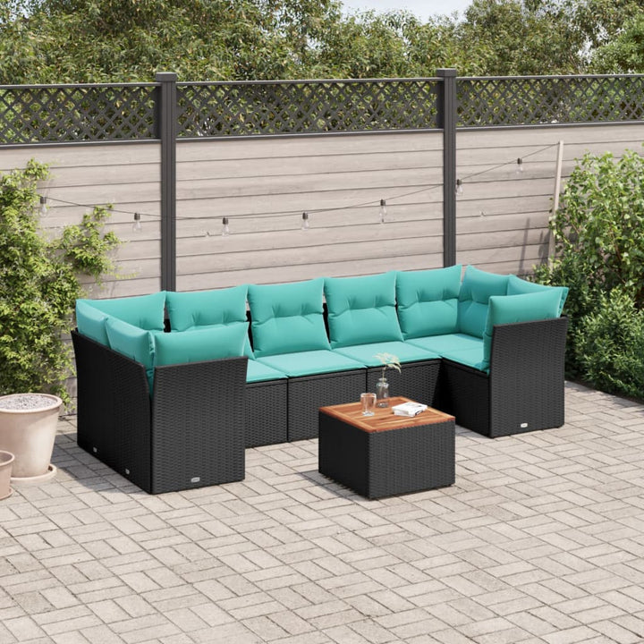 sofasæt til haven 8 dele med hynder polyrattan sort