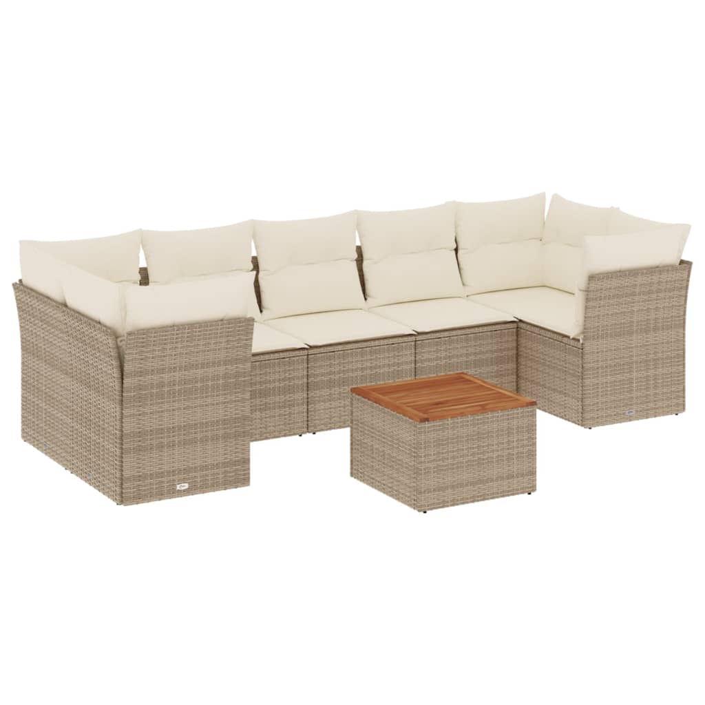 sofasæt til haven 8 dele med hynder polyrattan beige
