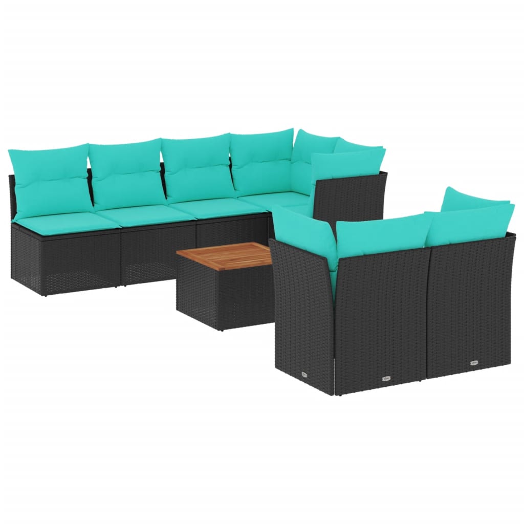 sofasæt til haven 8 dele med hynder polyrattan sort