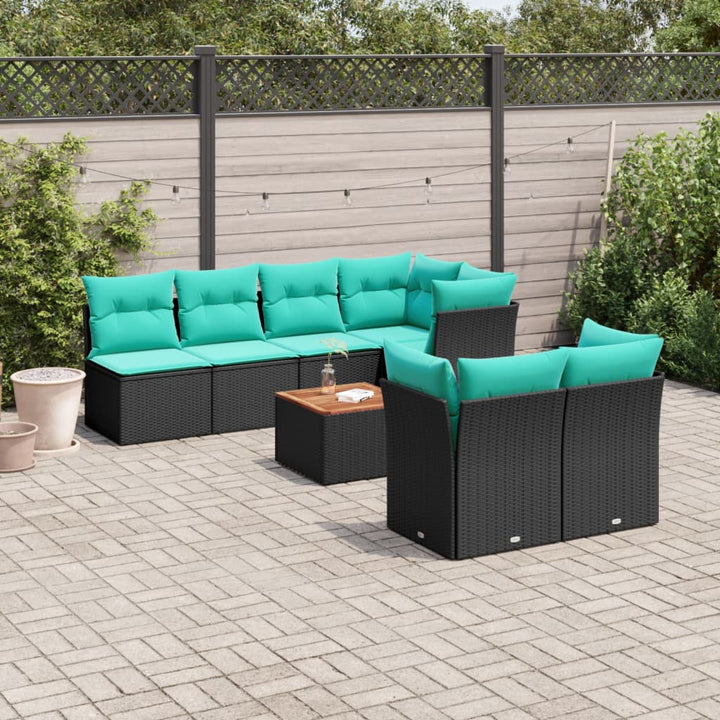 sofasæt til haven 8 dele med hynder polyrattan sort