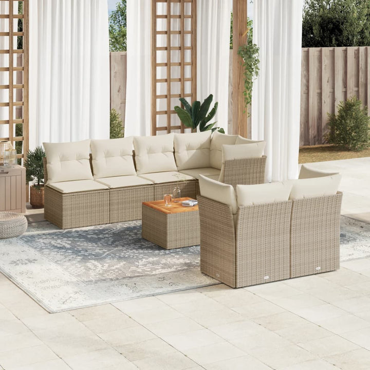 sofasæt til haven 8 dele med hynder polyrattan beige