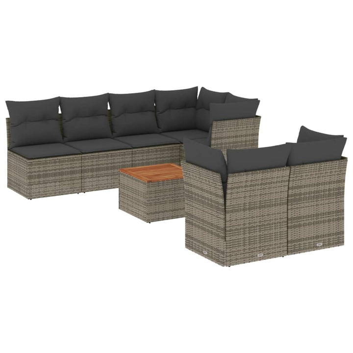 sofasæt til haven 8 dele med hynder polyrattan grå