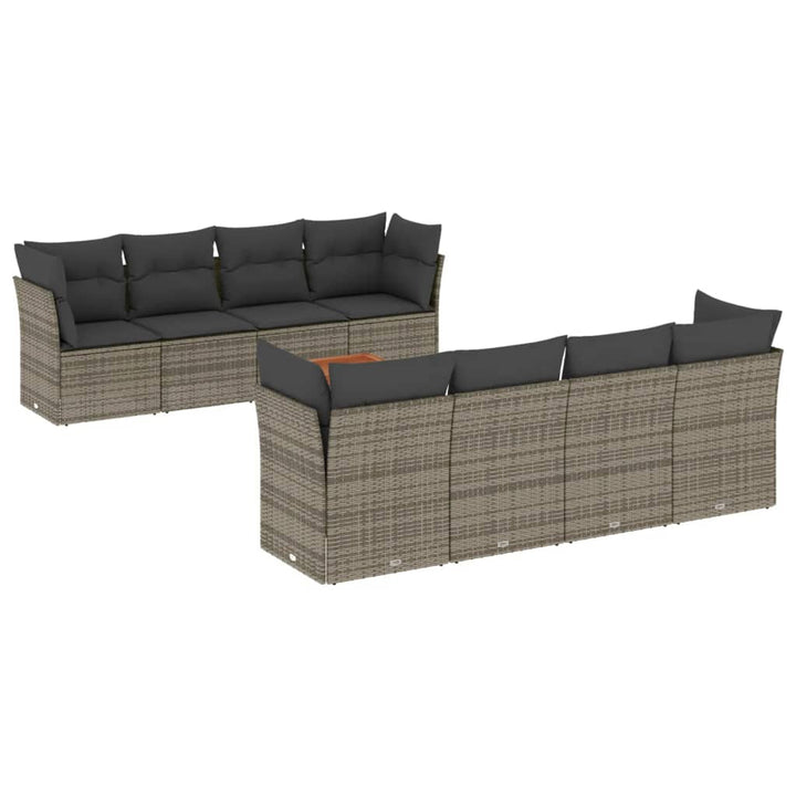 sofasæt til haven 9 dele med hynder polyrattan grå