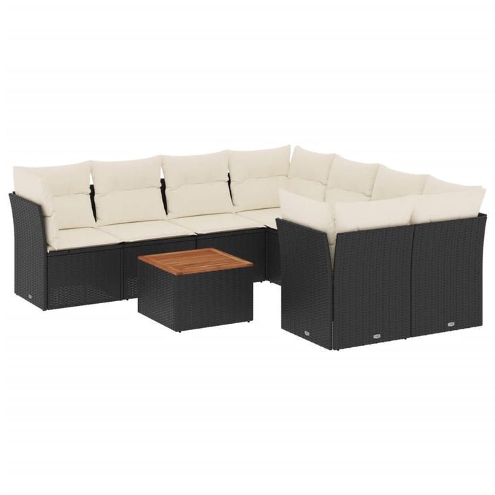 sofasæt til haven 9 dele med hynder polyrattan sort