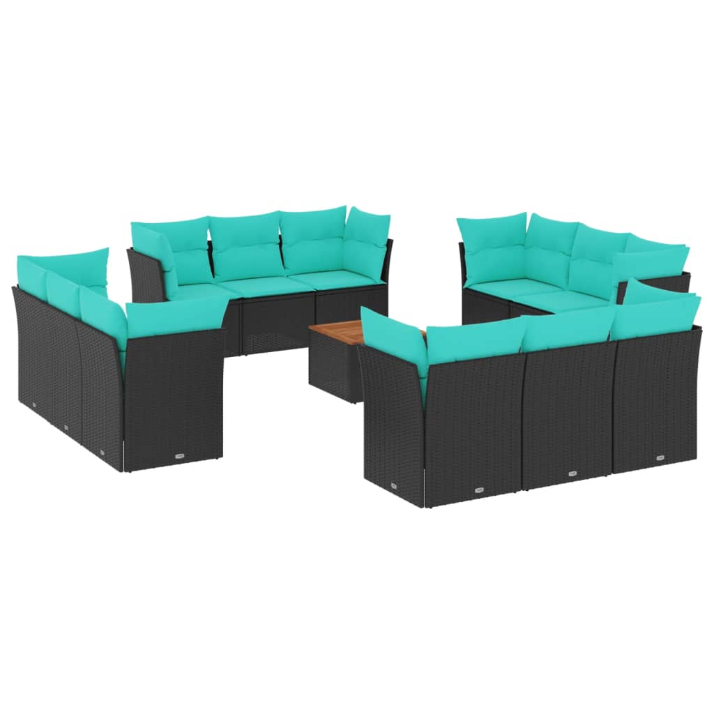 sofasæt til haven 13 dele med hynder polyrattan sort