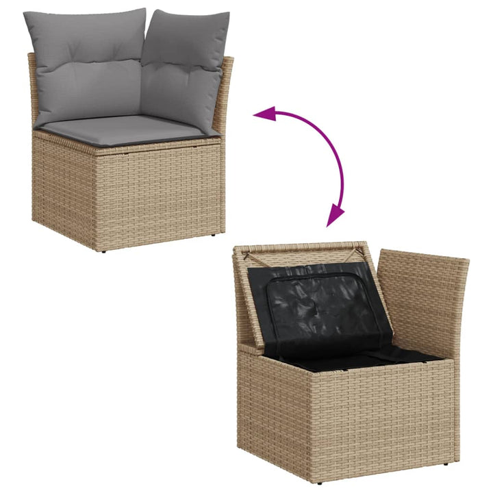 havesofasæt 6 dele med hynder polyrattan beige