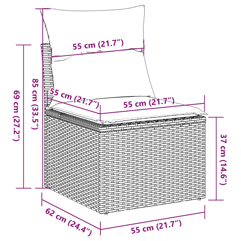 sofasæt til haven 8 dele med hynder polyrattan sort
