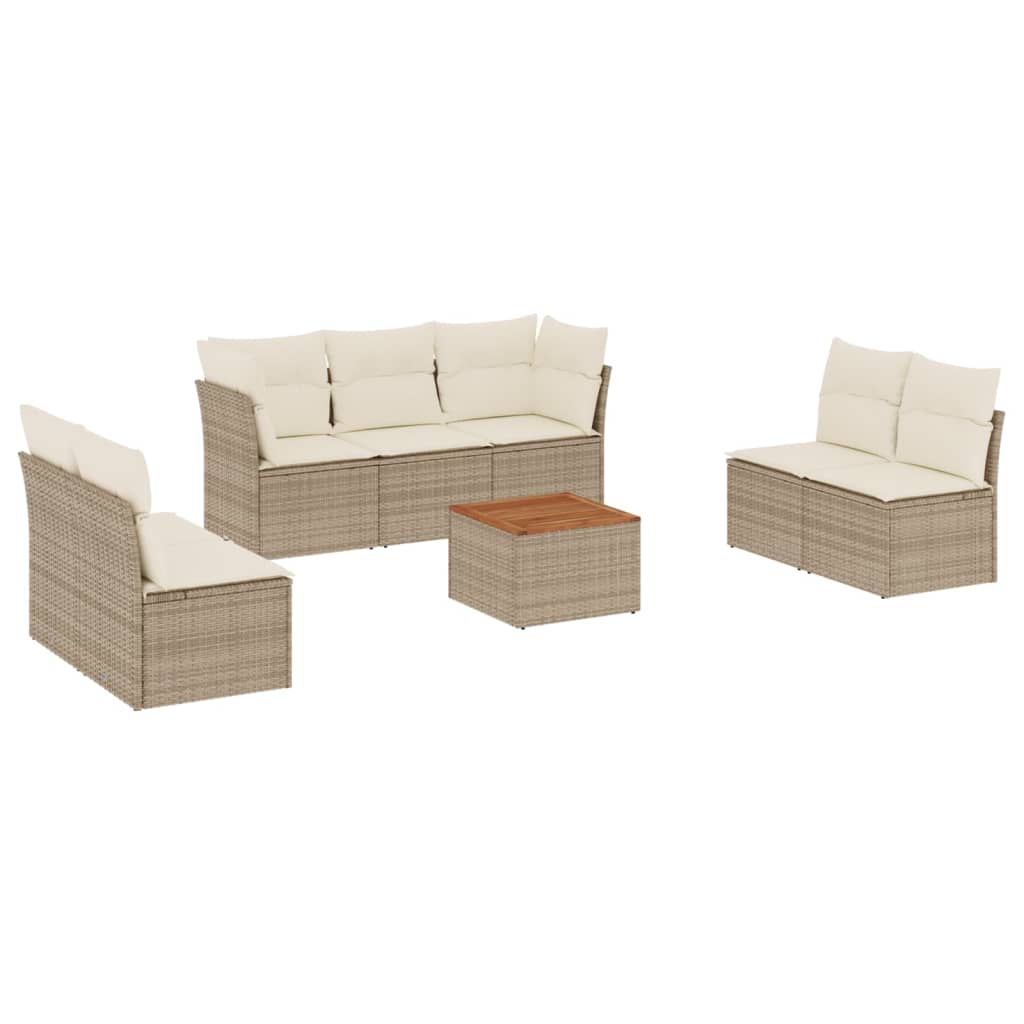 sofasæt til haven 8 dele med hynder polyrattan beige