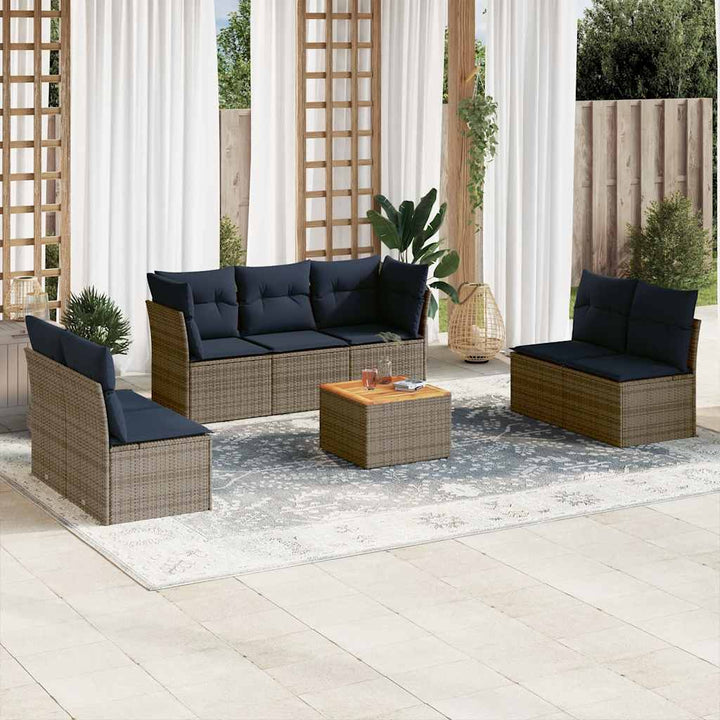 sofasæt til haven 8 dele med hynder polyrattan grå