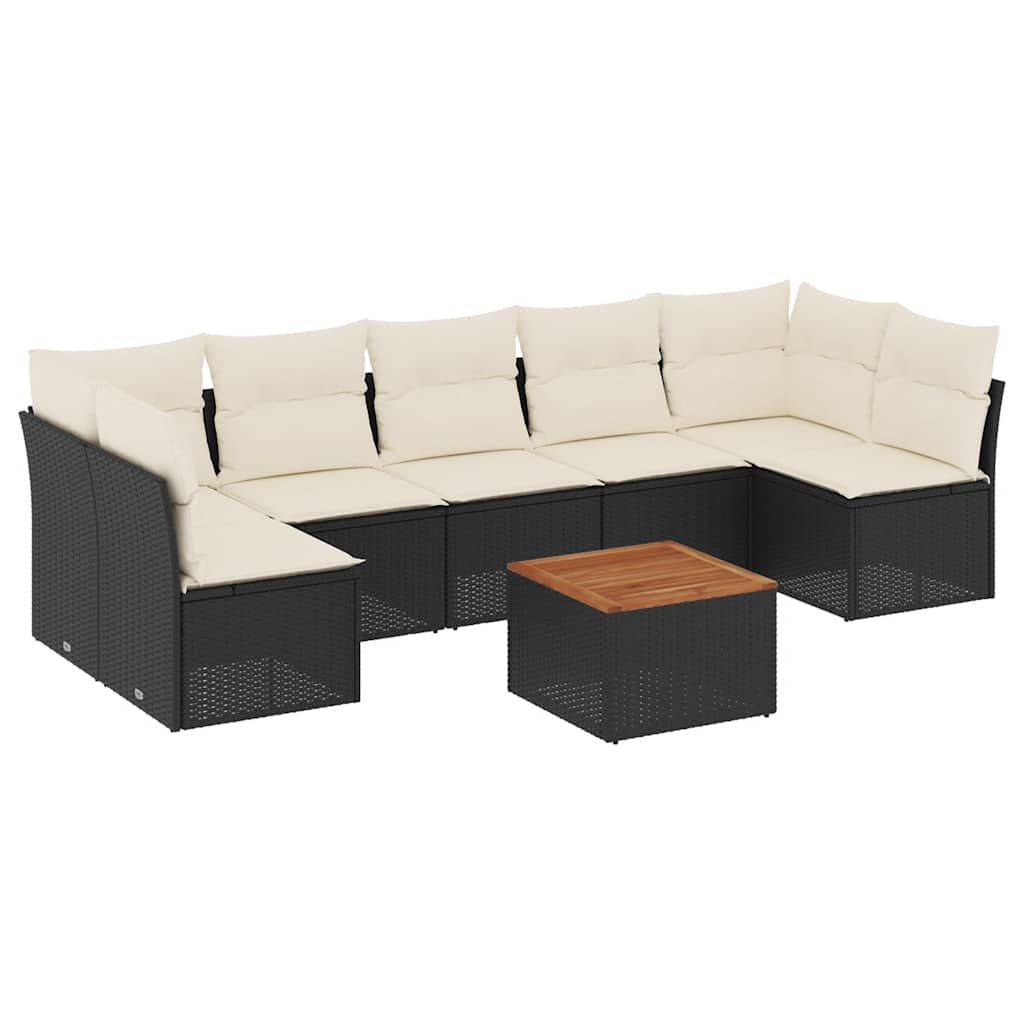 sofasæt til haven 8 dele med hynder polyrattan sort