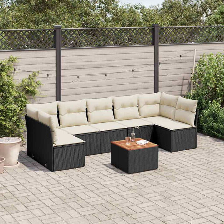 sofasæt til haven 8 dele med hynder polyrattan sort