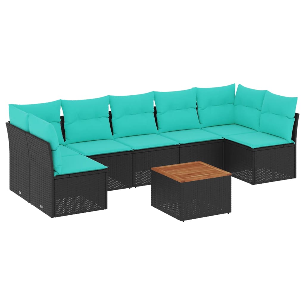 sofasæt til haven 8 dele med hynder polyrattan sort