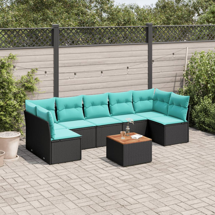 sofasæt til haven 8 dele med hynder polyrattan sort