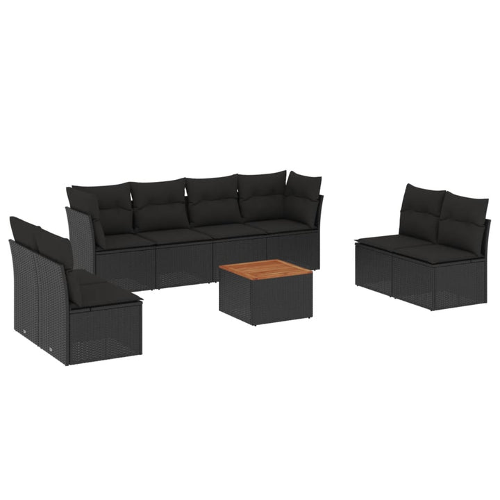 sofasæt til haven 9 dele med hynder polyrattan sort
